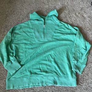 Aerie Women's Teal Zip-Up Sweater